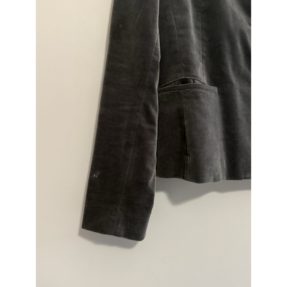 Anne Klein Velvet Blazer Jacket Gray Stretch Office Preppy Work Button Pocket 10 - Picture 6 of 13